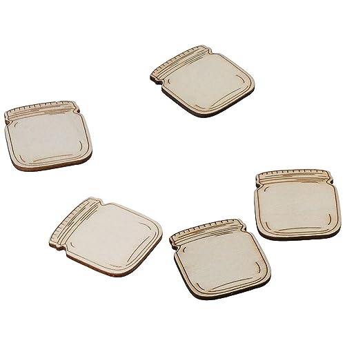 Uniquer 100Pcs Wooden Mason Jar Shape Cutouts Wooden Pieces Craft DIY,Log Color Home Decoration Art,Unfinished Wooden Crafts Uniquer