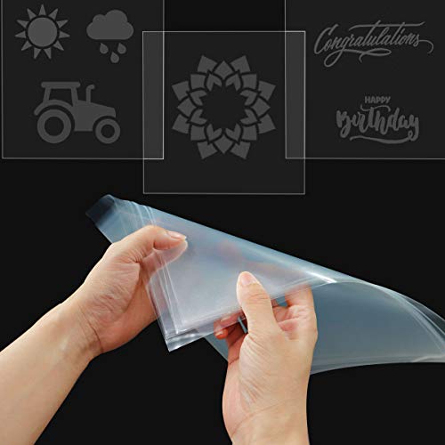15 Pieces Blank Stencil Sheets, 12 x 12 Inch Clear Blank Material Mylar Templates, Square Blank Stencil Template for Cricut Vinyl Cutting ArtCute