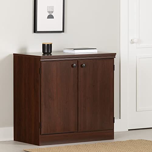 South Shore Morgan Small 2-Door Storage Cabinet, 19.38"D x 32.88"W x 32.38"H, Royal Cherry - WoodArtSupply