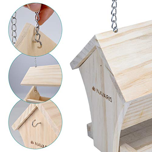 Navaris DIY Bird House Kit - 6.7" x 5.1" x 6.9" Build Your Own Wood Birdhouse Outdoor Garden Bird Table Feeder Box for Wild Birds, Sparrows and More - WoodArtSupply