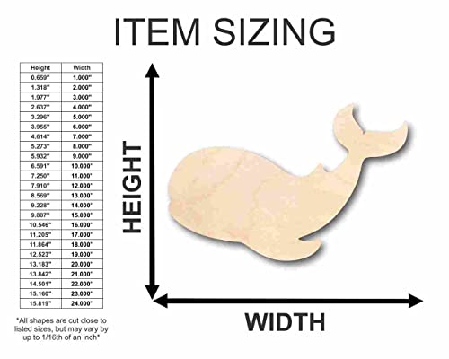 Unfinished Wood Whale Shape - Ocean - Nursery - Craft - up to 24" DIY 16" / 1/8" - WoodArtSupply