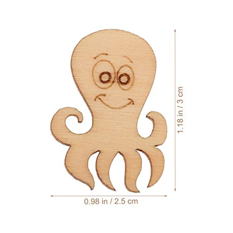 Abaodam 100pcs Sea Animals Wood Slices Octopus Turtle Seahorse Shark Wooden DIY Craft Cutout Unfinished Ocean Animals Wood Ornaments Gift Pieces Tags Abaodam
