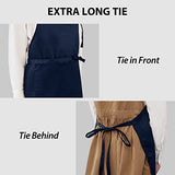 ROTANET Extra Large Apron for Men Adjustable Bib Apron with 2 pockets Cooking Apron for Women Chef Water & Oil Resistant Navy Blue ROTANET