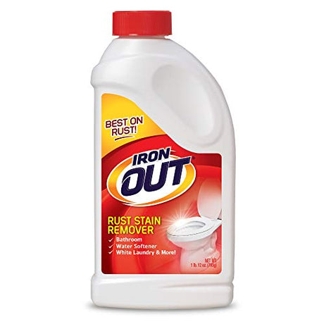 Iron OUT Powder Rust Stain Remover, Remove and Prevent Rust Stains in Bathrooms, Kitchens, Appliances, Laundry, and Outdoors, 1 Pound 12 Ounce Iron OUT