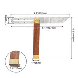 Aracombie Adjustable T-Bevel Gauge with Locking Button,T Bevel Sliding Angle Guage,Carpenter Square Measurement Tool Hardwood Handle with Metric and Aracombie
