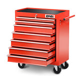 DNA MOTORING TOOLS-00264 7-Drawer Plastic Top Rolling Tool Cabinet with Keyed Locking System,27.55" L X 13" W X 30.31" H,Red DNA MOTORING