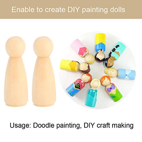 zjchao Wooden Peg Doll Bodies, 10pcs 65mm Unfinished People Shapes Wooden People Bodies Angel Dolls for DIY Craft, Female zjchao