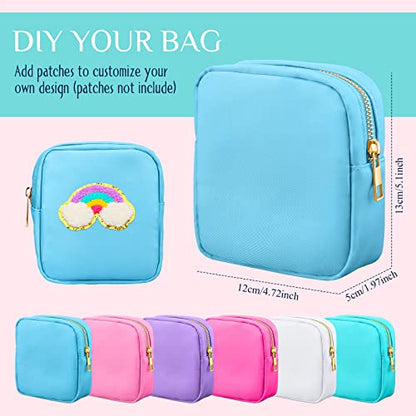 Remerry 6 Pcs Nylon Cosmetic Bag Travel Make up Pouch Toiletry Bag with Zipper Preppy Makeup Bag Waterproof Makeup Organizer Bag Set for Women Girls - WoodArtSupply