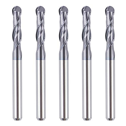 SpeTool 5Pcs Carbide Ball Nose CNC Router Bits 1/8" Cutting Diameter Milling Tool HRC55, 1/8" Shank UpCut Spiral End Mill - WoodArtSupply