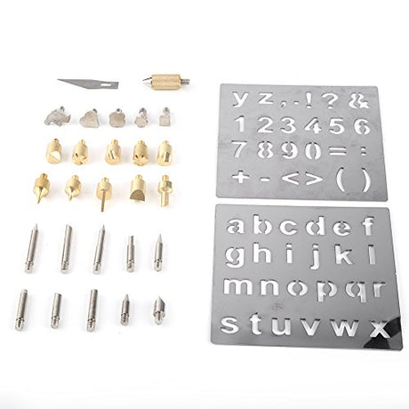 28pcs Wood Burning Kit Wood and Leather Pyrography Full Set Wood Burning Soldering Tips Burning Carving Embossing Soldering Kit Wood Burner Tool Walfront