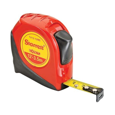 Starrett Exact Retractable Imperial/Metric Pocket Tape Measure with Nylon Coating, Self Adjusting End Hook, and Steel Belt Clip - 1/2-inch Width x 12
