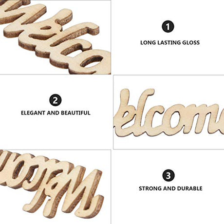 Amosfun Wedding Wooden Cutouts Wooden Slices Embellishments for DIY Craft Decorations 15pcs Amosfun