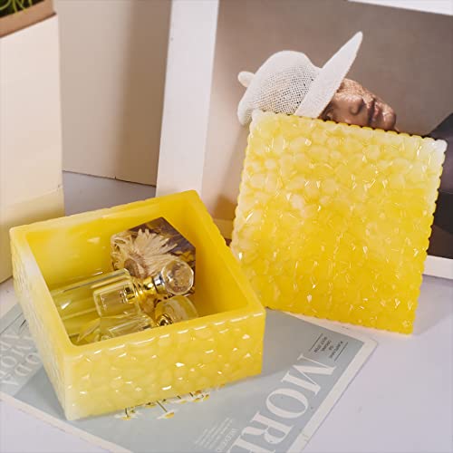 Zayookey Storage Box Resin Mold, Square Jar Silicone Resin Molds with Lid, Cube Epoxy Casting Mould Jewelry Box Mold for DIY Craft Trinket Candy Zayookey