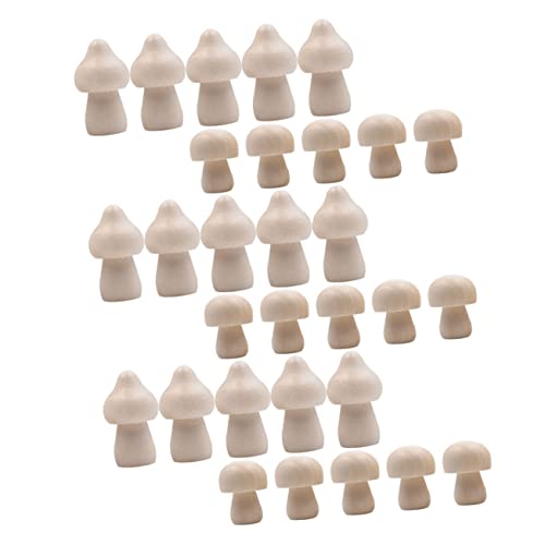 DECHOUS 40pcs Wooden Fruit Ornaments Wooden Mushroom Crafts DIY Unfinished Mushroom Natural Unfinished Mushrooms DIY Mushroom Graffiti Wooden Toy DECHOUS