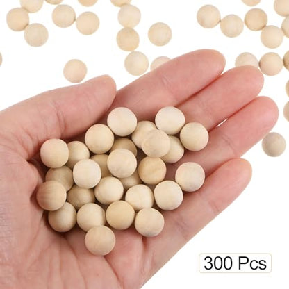 uxcell 300pcs Round Wood Balls 10mm Diameter Unfinished Solid Wooden Beads, Small Natural Craft Balls for DIY Craft Projects Art Ornaments