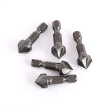 TorSor 3 Pack Countersink Drill Bit Chamfer Bits 6 Flute for 6.35mm 1/4'' Hex Shank Burr Removal Holes Shaping Trimming Opener Tool Polish Knife TorSor