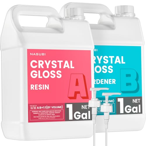 NASUBI Clear Epoxy Resin 2 Gallon Kit, Table Top Epoxy Resin with Pumps, Self-Leveling, Minimal Bubbles, UV Resistant, 2 Part Resin and Hardener