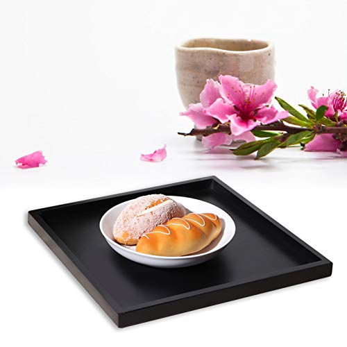 Serving Tray Black Square Decorative Serving Tray Wooden Ottoman Tray Coffee Table Farmhouse Home Decorations 12x12inch Alvinlite