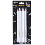 Dyvicl White Charcoal Pencils Drawing Set, 6 Pcs Sketch Highlight Pencil Hard Charcoal White Pencils for Drawing, Sketching, Shading, Blending Dyvicl