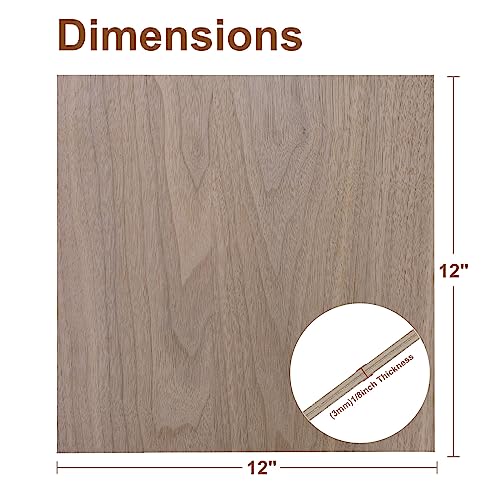 Frylr Walnut Plywood 8pcs - 12"x12"x1/8" A/A Grade Walnut Plywood Wood Sheets - 3MM Thickness Unfinished Wood for Crafts, Laser Cutting and Frylr