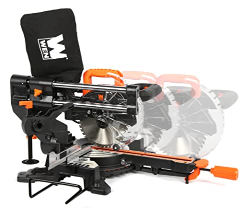 WEN MM0713 9.5-Amp 7.25-Inch Single Bevel Compact Sliding Compound Miter Saw with LED Cutline Guide, Black WEN