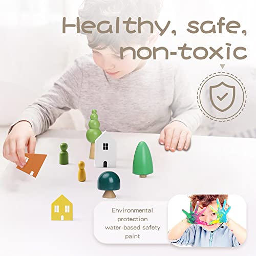 Promise Babe Wooden Tree Toys - Montessori Wooden Blocks Stacking Toys for Toddlers, Miniature Trees & House Various Sizes Woodland Creative Craft Promise Babe
