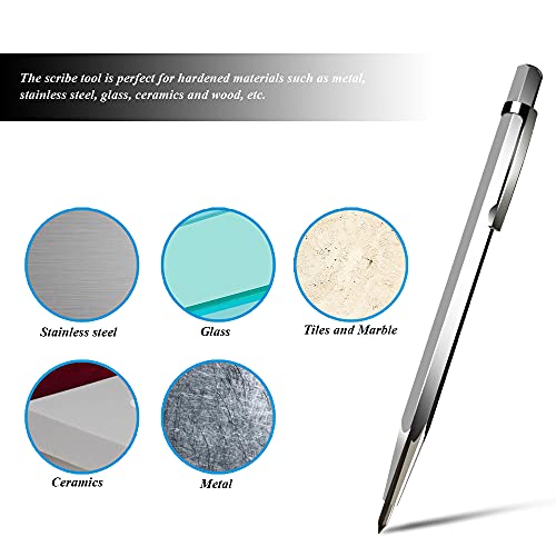 Tungsten Carbide Tip Scriber Marking Engraving Pen for Stainless Steel, Ceramics and Glass Carving (Silver) DUMEALAGR
