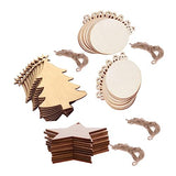 NOLITOY 80 Pcs Christmas Wooden Pendant Christmas Ornaments Unfinished Wood Slices Ornaments Paintable Christmas Hanging Ornaments Wooden Tree Cutout NOLITOY