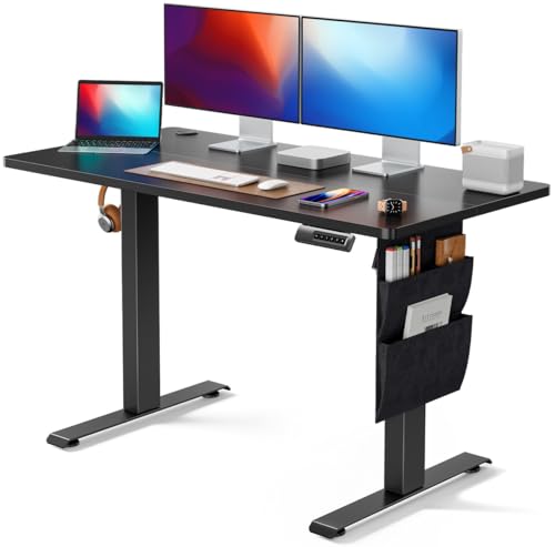 Marsail Standing Desk Adjustable Height, 48x24 Inch Electric Standing Desk with Storage Bag, Stand up Desk for Home Office Computer Desk Memory Marsail