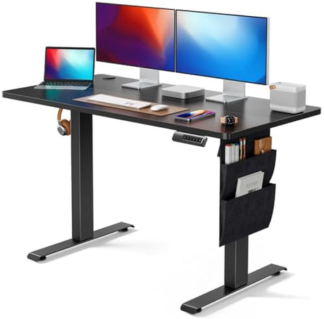 Marsail Standing Desk Adjustable Height, 48x24 Inch Electric Standing Desk with Storage Bag, Stand up Desk for Home Office Computer Desk Memory Marsail