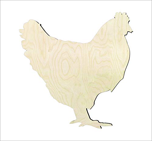 DIY 3 inch cutout Chicken, Chicken wood cutout, Chicken shape diy crafts unfinished sanded Chicken shape WoodArtSupply