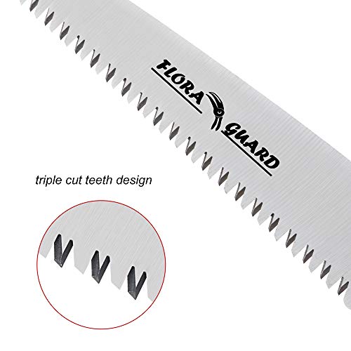 FLORA GUARD Folding Hand Saw, Camping/Pruning Saw with Rugged 7.7 Inch Blades Professional Folding Saw Razor Tooth Sharp Blade Solid Grip(Red) FLORA GUARD