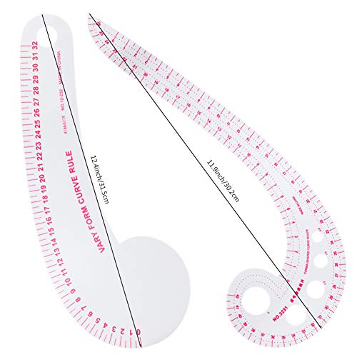NEWMAY 6 Stlye Sew French Curve Ruler Metric Shaped Plastic Sewing Tools Measure Ruler for Sewing Pattern Making Design DIY Dress Clothing, Bendable NEWMAY