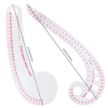 NEWMAY 6 Stlye Sew French Curve Ruler Metric Shaped Plastic Sewing Tools Measure Ruler for Sewing Pattern Making Design DIY Dress Clothing, Bendable NEWMAY