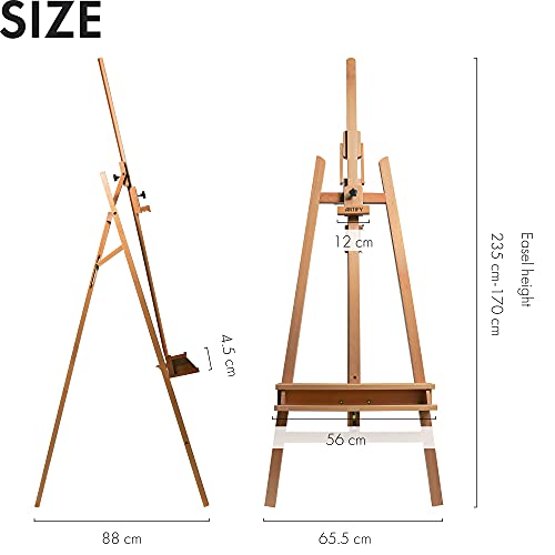 ARTIFY Large A-Frame Adjustable Painters Easel, Solid Beechwood Easel, Studio Easel with Brush Holder for Adults ARTIFY art supplies