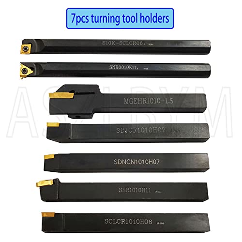ASZLBYM 3/8" 10mm Shank Indexable Carbide Lathe Turning Tool Holder Set Cutting Tools for Turning Grooving Threading Boring Bar with Carbide Turning ASZLBYM