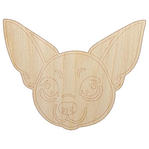 Chihuahua Dog Head Unfinished Wood Shape Piece Cutout for DIY Craft Projects - 1/4 Inch Thick - 4.70 Inch Size - WoodArtSupply