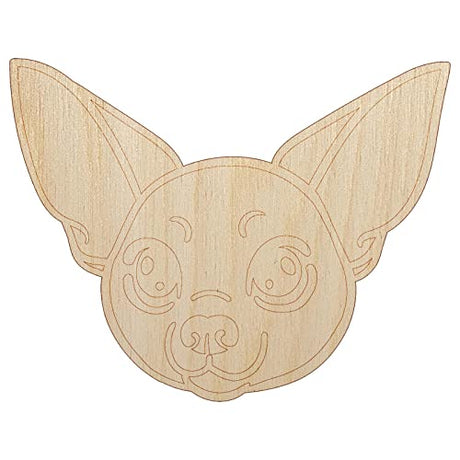 Chihuahua Dog Head Unfinished Wood Shape Piece Cutout for DIY Craft Projects - 1/4 Inch Thick - 4.70 Inch Size Sniggle Sloth