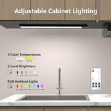 Under Cabinet Lights,LED Closet RGB Light with Color Changing Rechargeable Battery Operated Wireless Under Counter Lighting with Remote Control for Kitloo