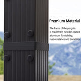 PURPLE LEAF 10' X 12' Outdoor Retractable Pergola with Sun Shade Canopy Patio Metal Shelter for Garden Porch Beach Pavilion Grill Gazebo Modern Yard PURPLE LEAF