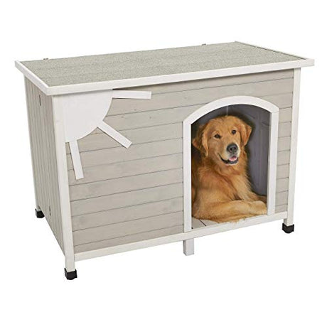 Midwest Homes for Pets Eilio Folding Outdoor Wood Dog House, No Tools Required for Assembly | Dog House Ideal for Large Dog Breeds, Beige (12EWDH-L) MidWest Homes for Pets
