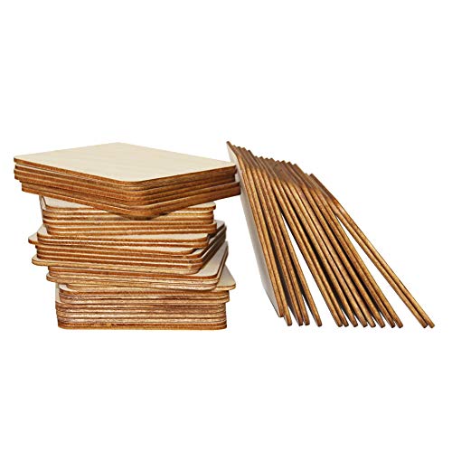 MONKEY SUN 48 Pieces 4 x 4 Inches Unfinished Square Wood Blank Coaster Bulk for Drinks, Painting, Writing, Bar, Kitchen Home Decor, DIY Craft, Party MONKEY SUN