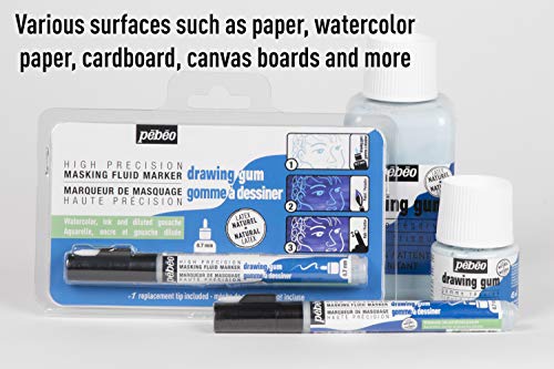 Pebeo Easy Peel Liquid Latex Masking Fluid - Drawing Gum - Dries Quickly - For Ink - Watercolor - Gouache Painting & Illustration - Fine Arts & Pebeo