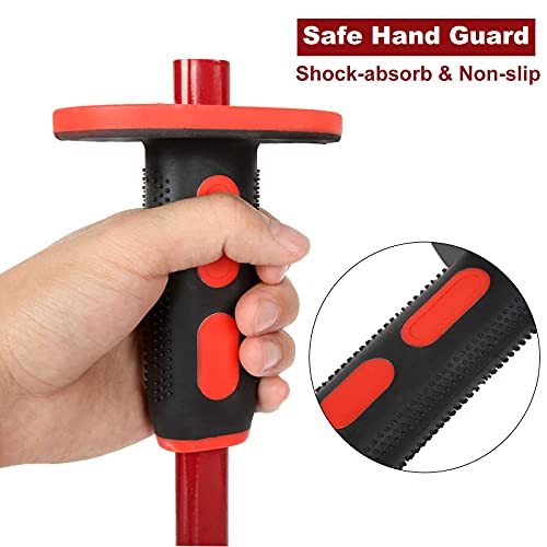 RHBLME 4PCS Masonry Chisel with Hand Protection, 12 Inch Heavy Duty Chisel Set - 2 PCS Flat Head Chisel & 2 PCS Pointed Head Chisel - Used for RHBLME