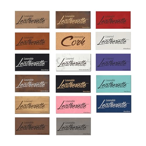 Leather Sheets for Laser Engraving with Adhesive Backing, Laserable Leatherette 12" x 18", Glowforge FSL Supplies and Materials (Rawhide/Black) AMERICAN PERSONALIZED