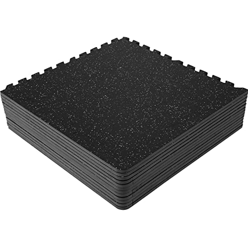 VEVOR 12 PCS 1/2 inch Thick Gym Floor Mats, 24" x 24" EVA Foam & Rubber Gym Flooring Workout Floor Mats with 48 sq.ft Coverage, Waterproof Exercise VEVOR
