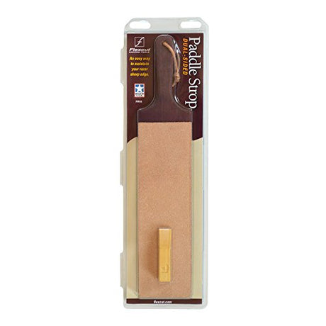 Flexcut Dual-Sided Paddle Strop, Smooth and Rough Leather Sides, 1 oz. Bar of Flexcut Gold Polishing Compound Included (PW16) FLEXCUT