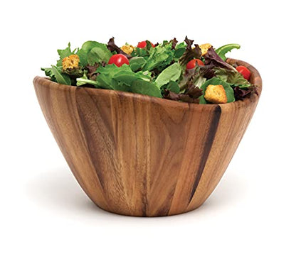 Lipper International Acacia Wave Serving Bowl for Fruits or Salads, Large, 12" Diameter x 7" Height, Single Bowl - WoodArtSupply