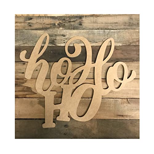 Ho Ho Ho Word Wood Craft,Unfinished Wooden Cutout Art,DIY Wood Sign, Inspirational Farmhouse Wall Plaque,Rustic Home Decor for Indoor Holiday Home - WoodArtSupply