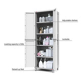 Keter Storage Cabinet with Doors and Shelves for Tool, Home Organization,Large, White & Grey Keter